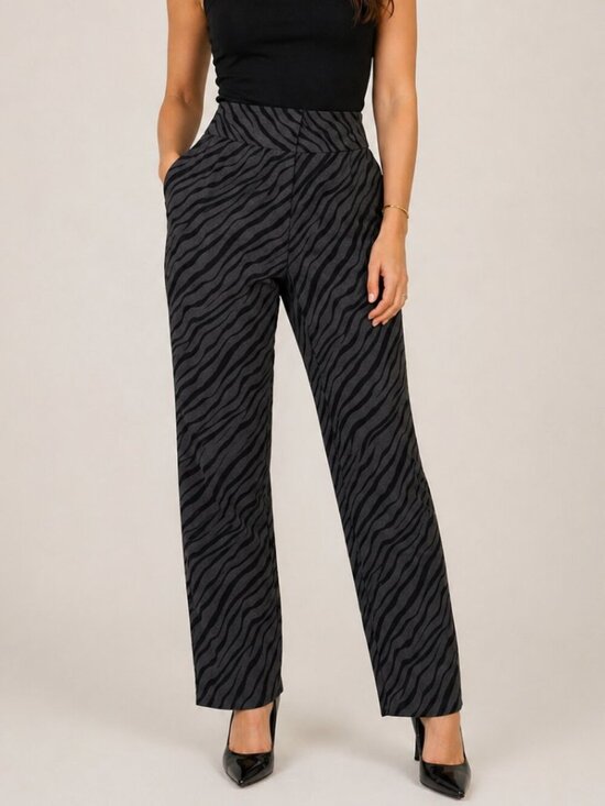 INC International Concepts Pants - INC Zebra Print Pants High Rise Straight Leg Animal Print Y2K Chic